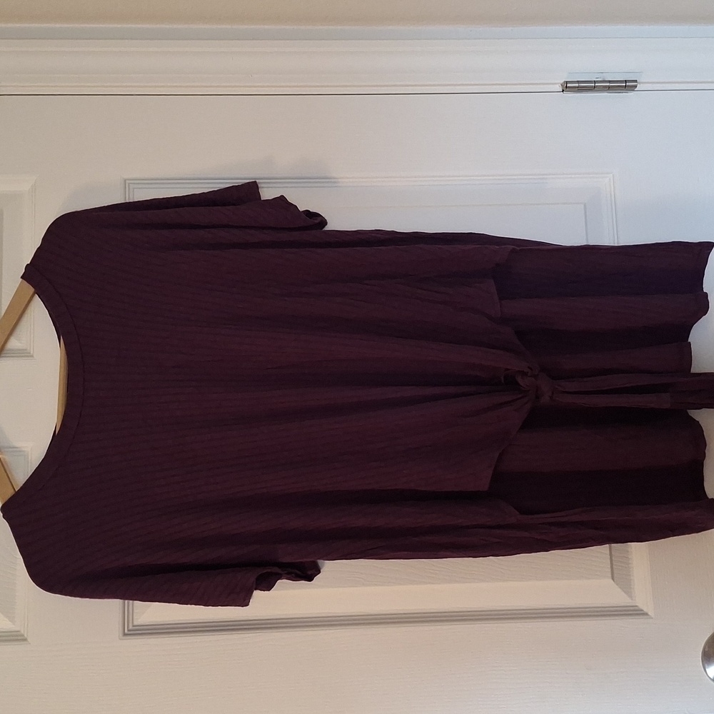 Time and Tru Chic Plum Tie-Front Blouse